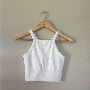 Athleta White Fitted Crop Tank Top